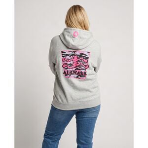 NWT Airwalk Gray Crewneck Hoodie with Pink Logo and Sleeve Graphics